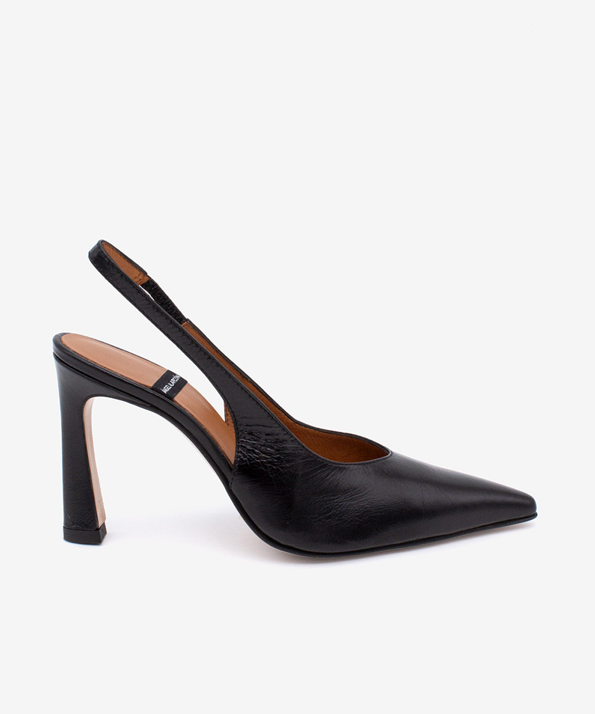 AINA – Stiletto destalonado con tacón alto de piel texturizada – negro – Talla 37 – Ángel Alarcón