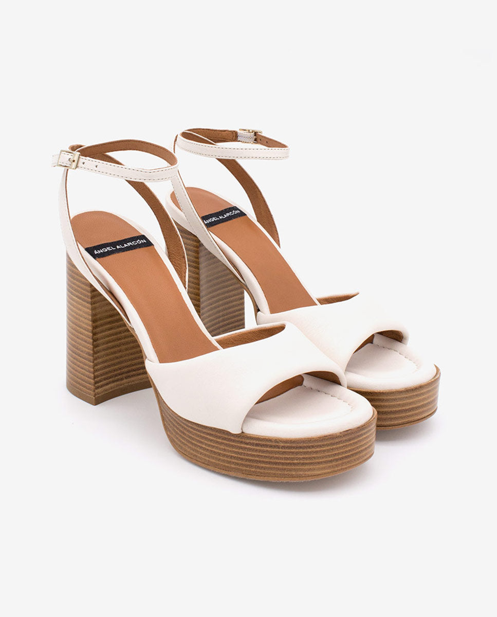 ELMAR – Sandalia acolchada con tacón ancho y plataforma de piel – Talla 37 – Ángel Alarcón