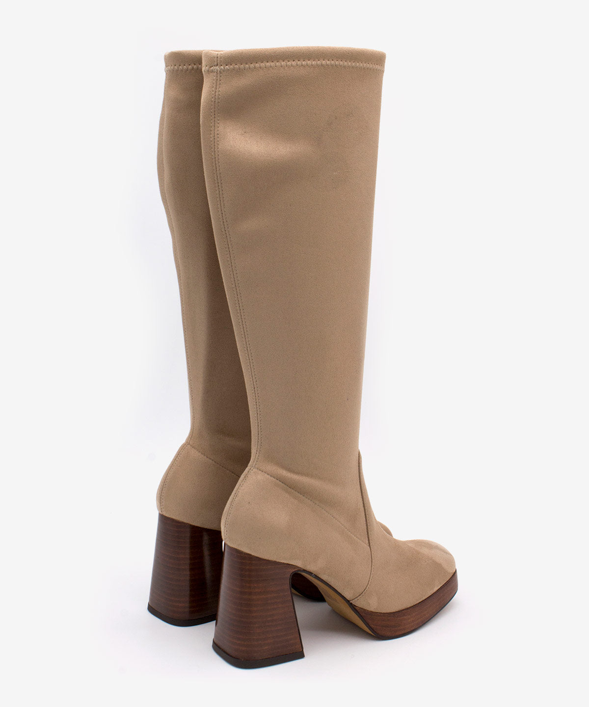 SIELTA – Bota elástica anteada con tacón ancho y plataforma – taupe – Talla 37 – Ángel Alarcón
