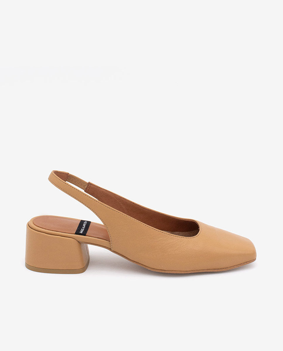 MANON - Zapatos de salón destalonados con tacón bajo de piel – Talla 36 – Ángel Alarcón