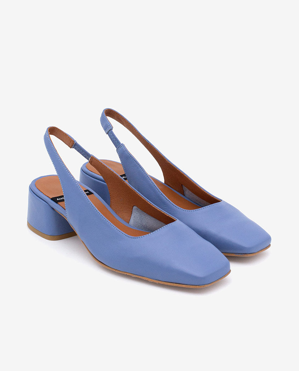 MANON - Zapatos de salón destalonados con tacón ancho de piel suave – Talla 36 – Ángel Alarcón