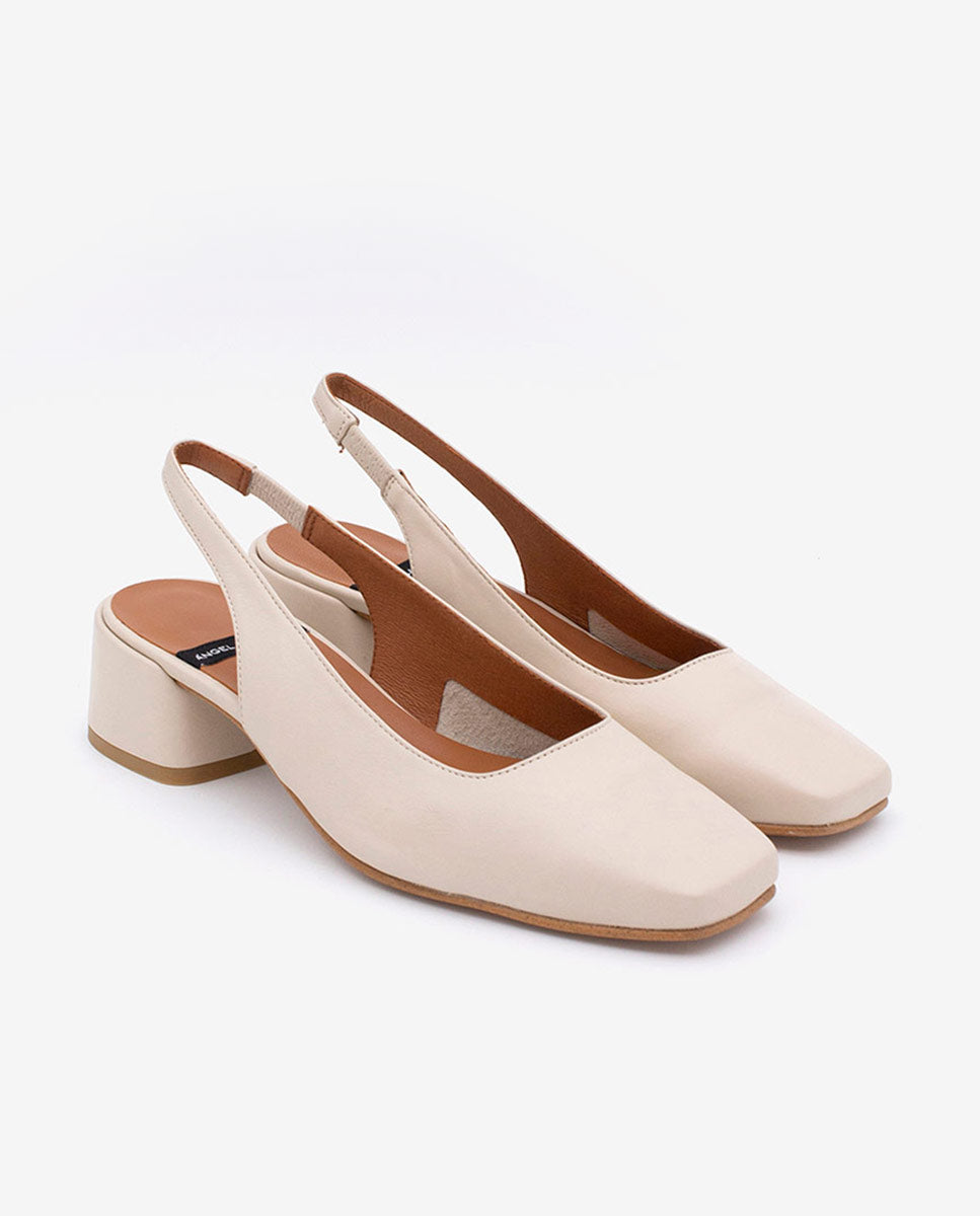 MANON - Zapatos de salón destalonados con tacón ancho de piel suave – Talla 38 – Ángel Alarcón