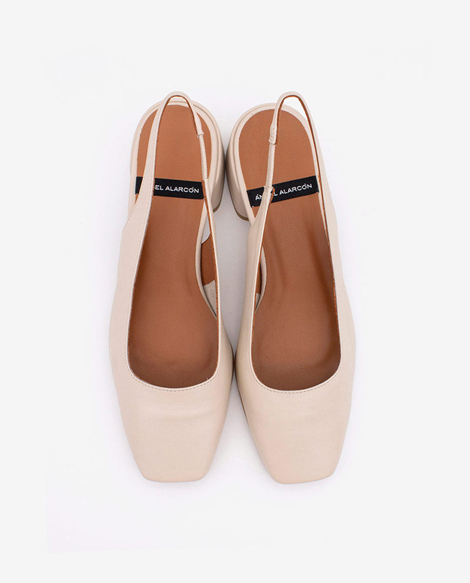 MANON - Zapatos de salón destalonados con tacón ancho de piel suave – Talla 38 – Ángel Alarcón