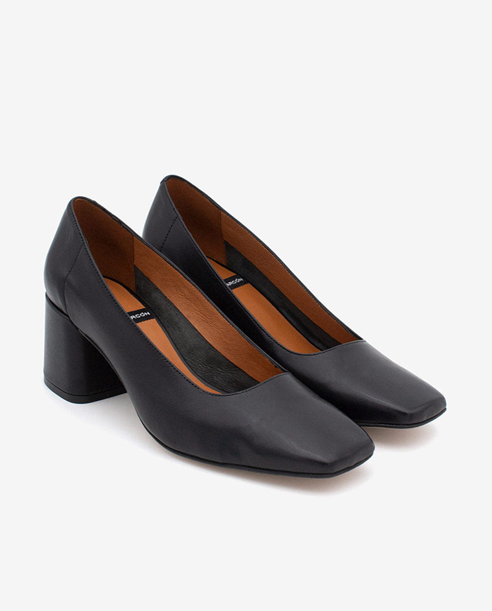 LUCIE - Zapatos de salón cómodos con tacón ancho de piel – negro – Talla 39 – Ángel Alarcón