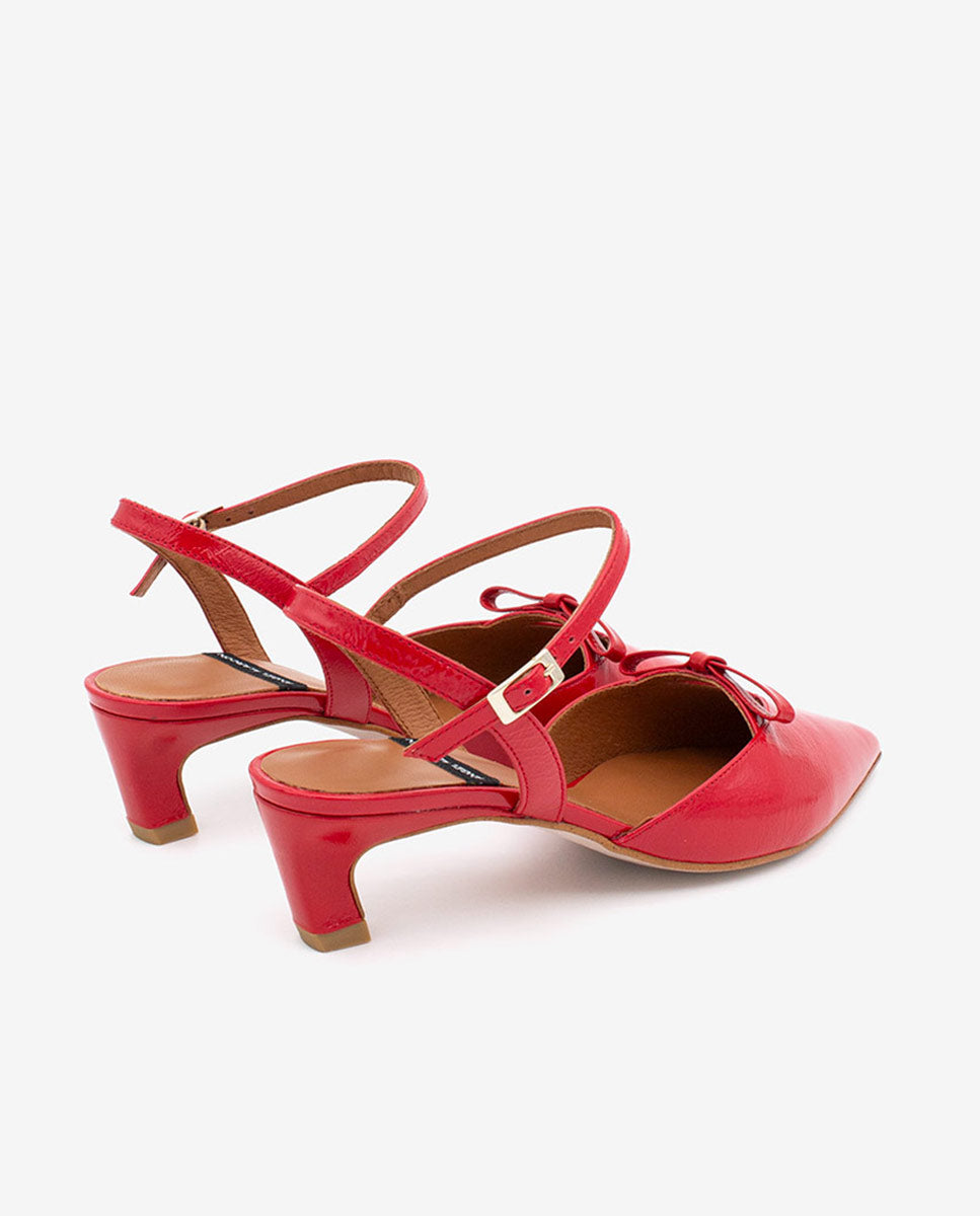 VERONIQUE – Zapatos de salón abiertos con tacón bajo de piel texturizada – Talla 40 – Ángel Alarcón