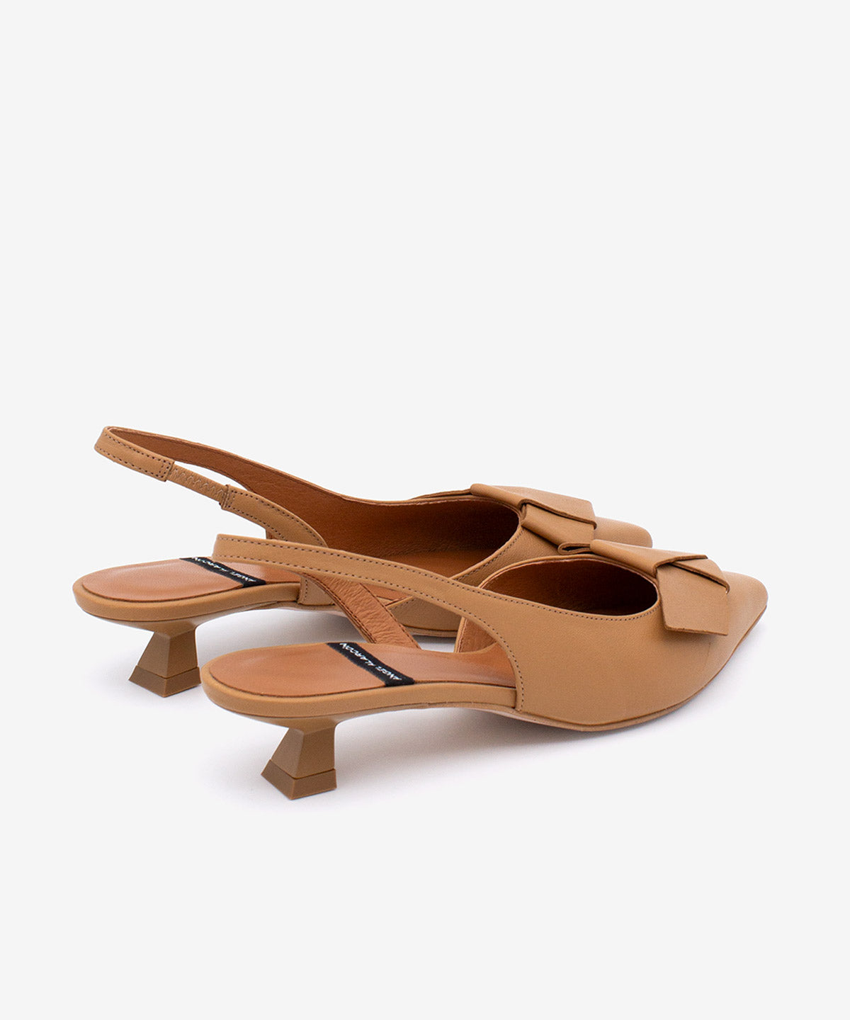 ALINE – Zapatos de salón destalonados de punta fina con lazo de piel – marrón – Talla 35 – Ángel Alarcón