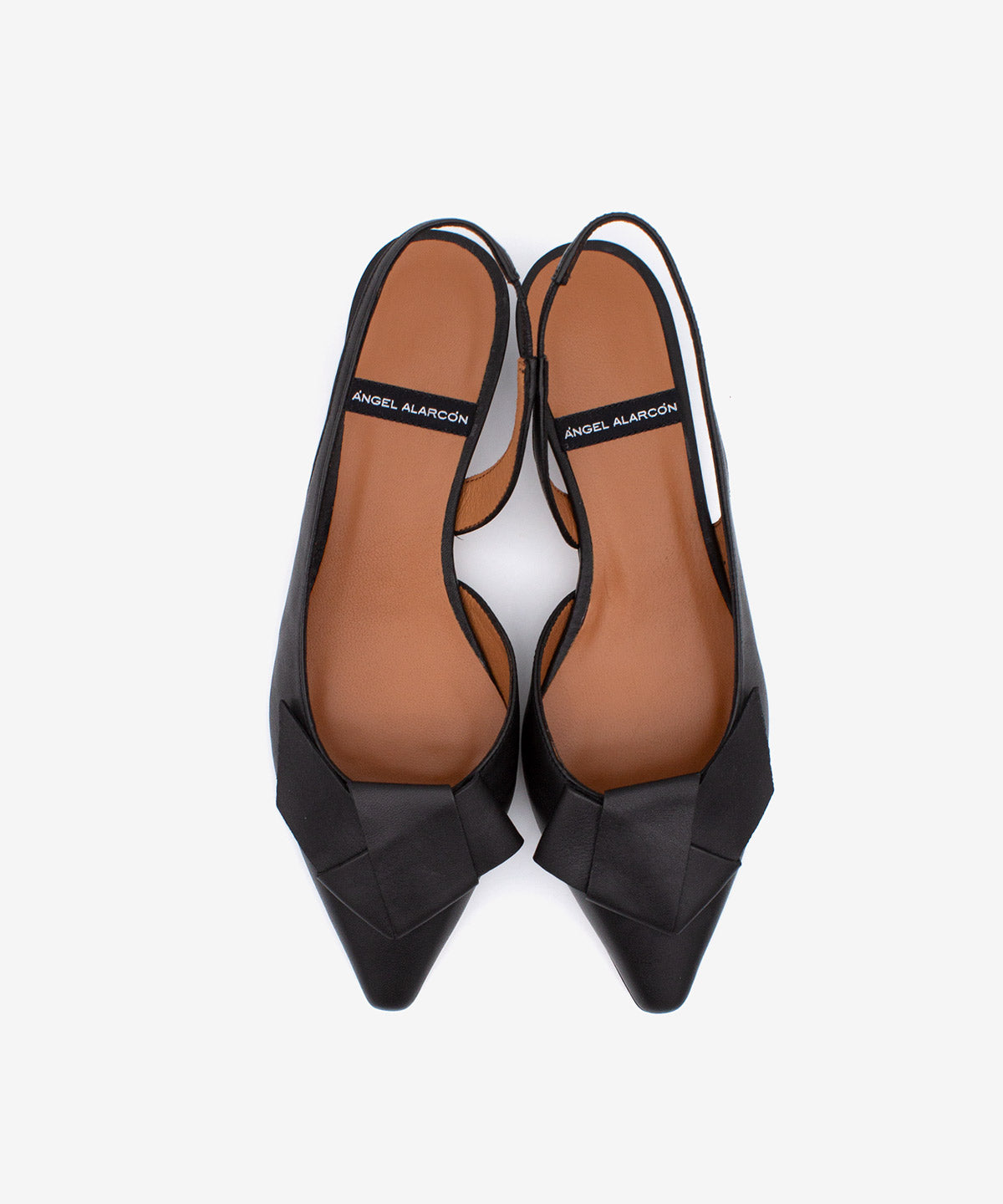ALINE – Zapatos de salón destalonados de punta fina con lazo de piel – negro – Talla 39 – Ángel Alarcón