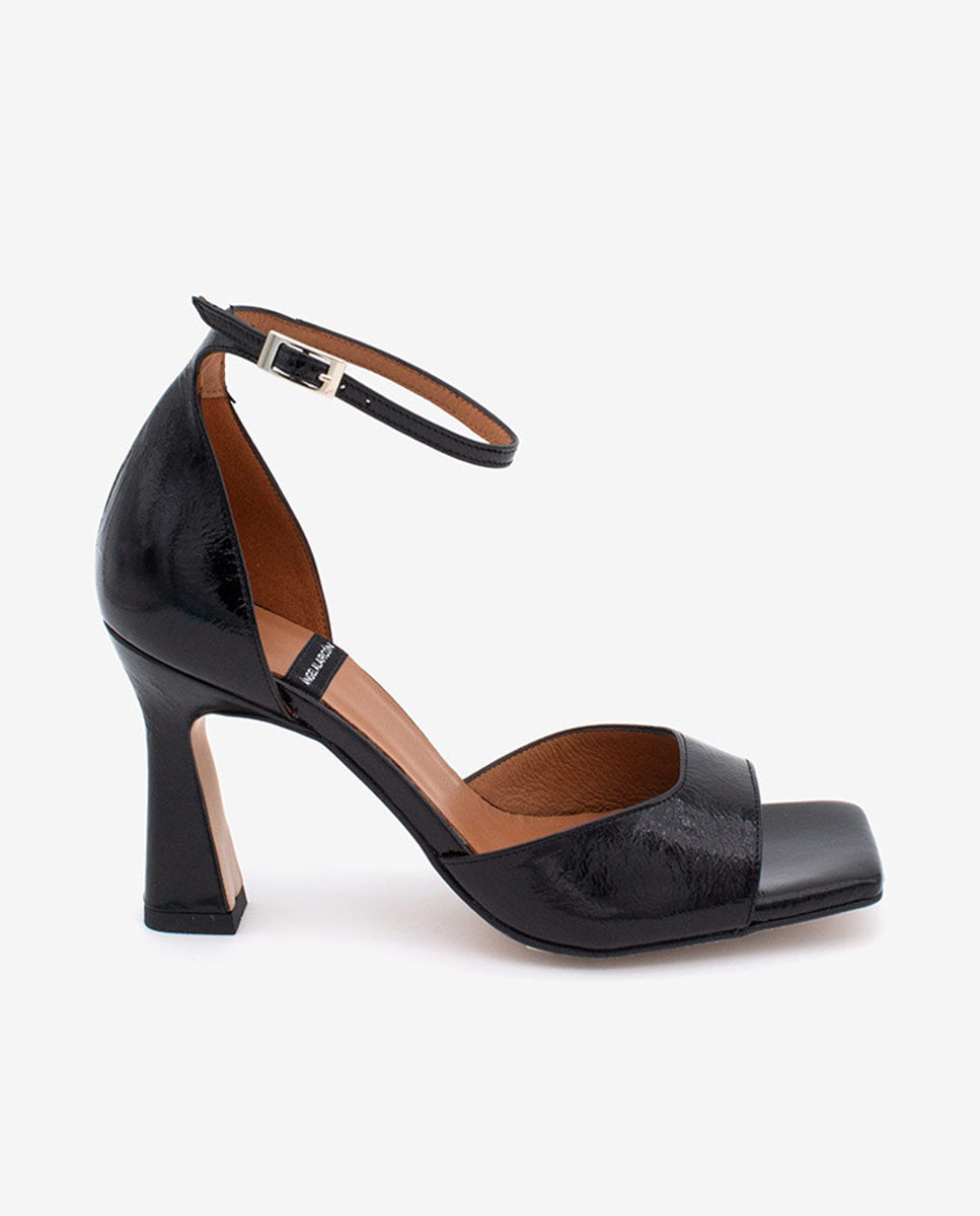 LAURENCE - Sandalia de tacón con pulsera de piel texturizada – negro – Talla 39 – Ángel Alarcón