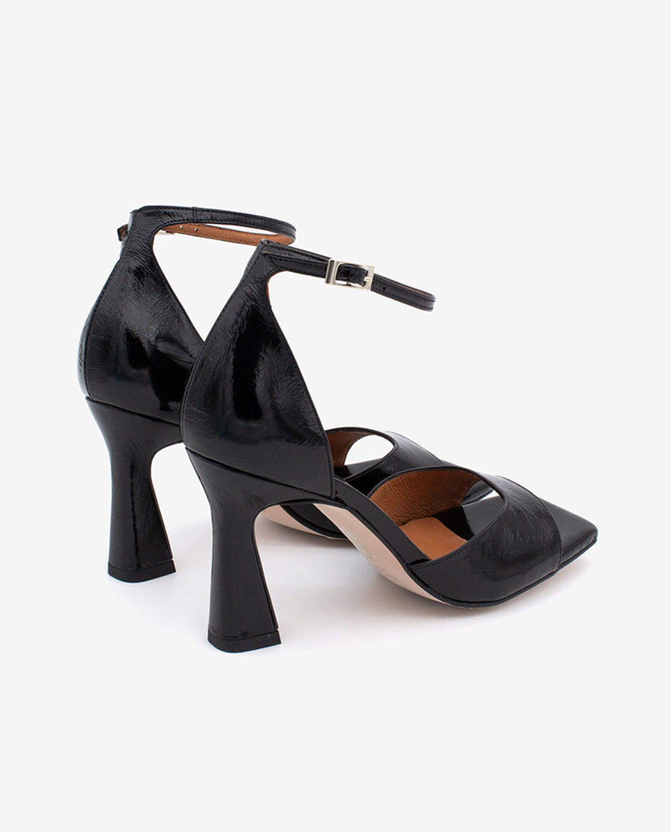 LAURENCE - Sandalia de tacón con pulsera de piel texturizada – negro – Talla 40 – Ángel Alarcón