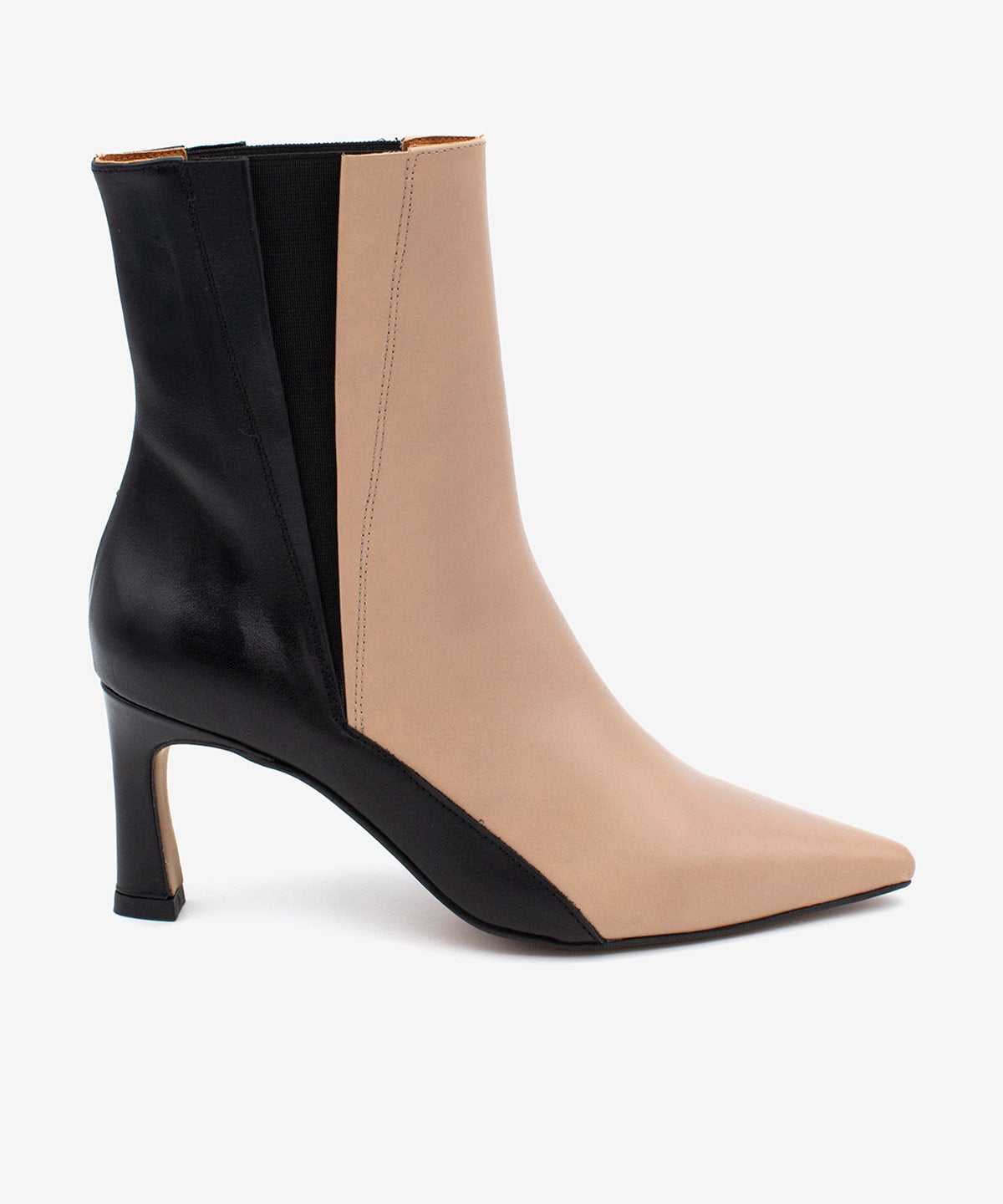 LILOU – Botines de piel bicolor con cierre elástico – negro – Talla 35 – Ángel Alarcón