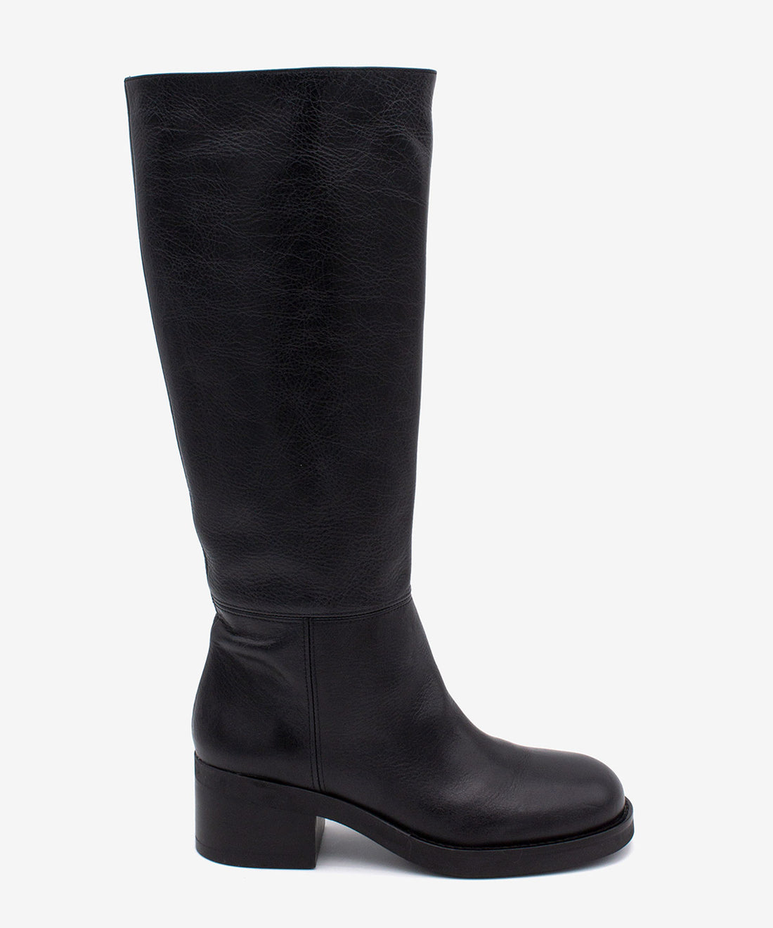 ICITA – Bota de caña alta con suela ancha y tacón cómodo de piel natural – negro – Talla 35 – Ángel Alarcón