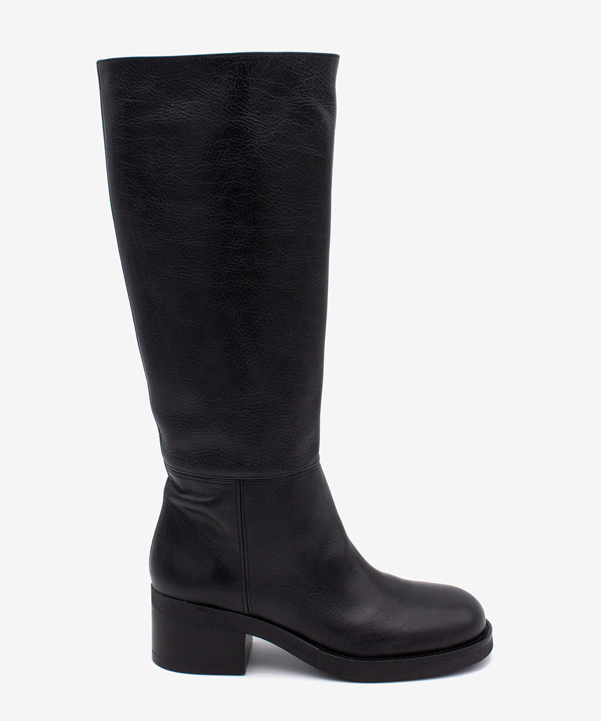 ICITA – Bota de caña alta con suela ancha y tacón cómodo de piel natural – negro – Talla 35 – Ángel Alarcón