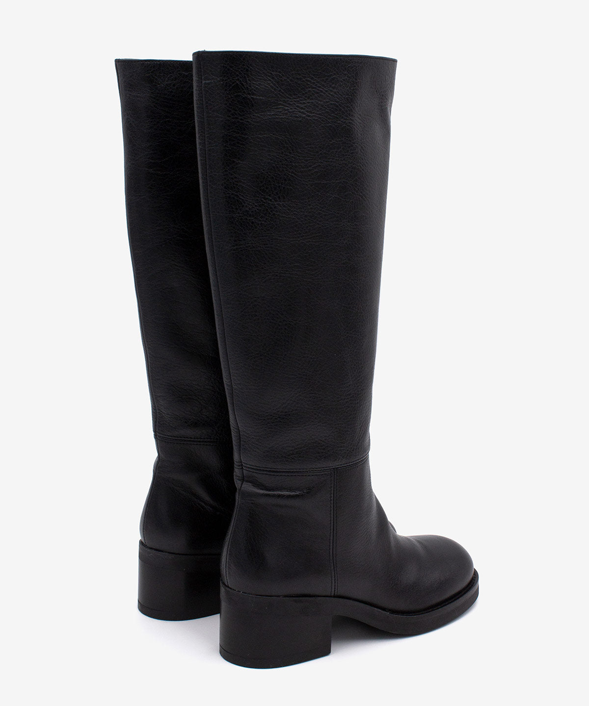 ICITA – Bota de caña alta con suela ancha y tacón cómodo de piel natural – negro – Talla 36 – Ángel Alarcón