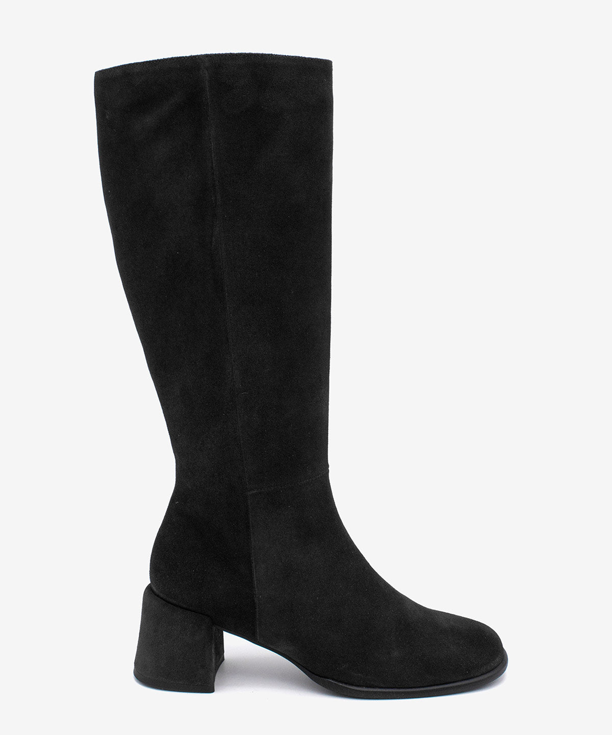 YTIA – Bota de caña alta con tacón bajo cómodo de serraje – negro – Talla 35 – Ángel Alarcón