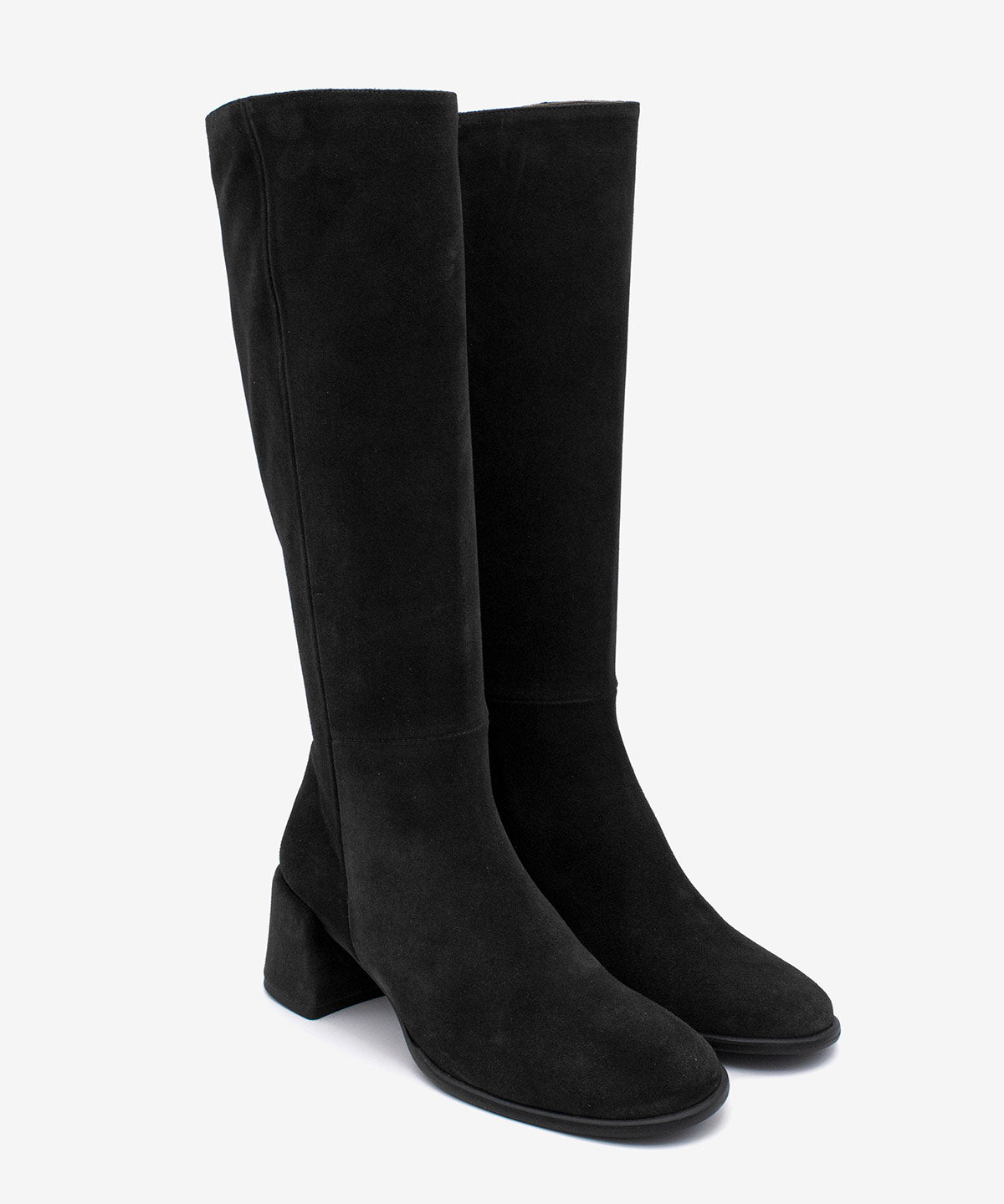 YTIA – Bota de caña alta con tacón bajo cómodo de serraje – negro – Talla 36 – Ángel Alarcón