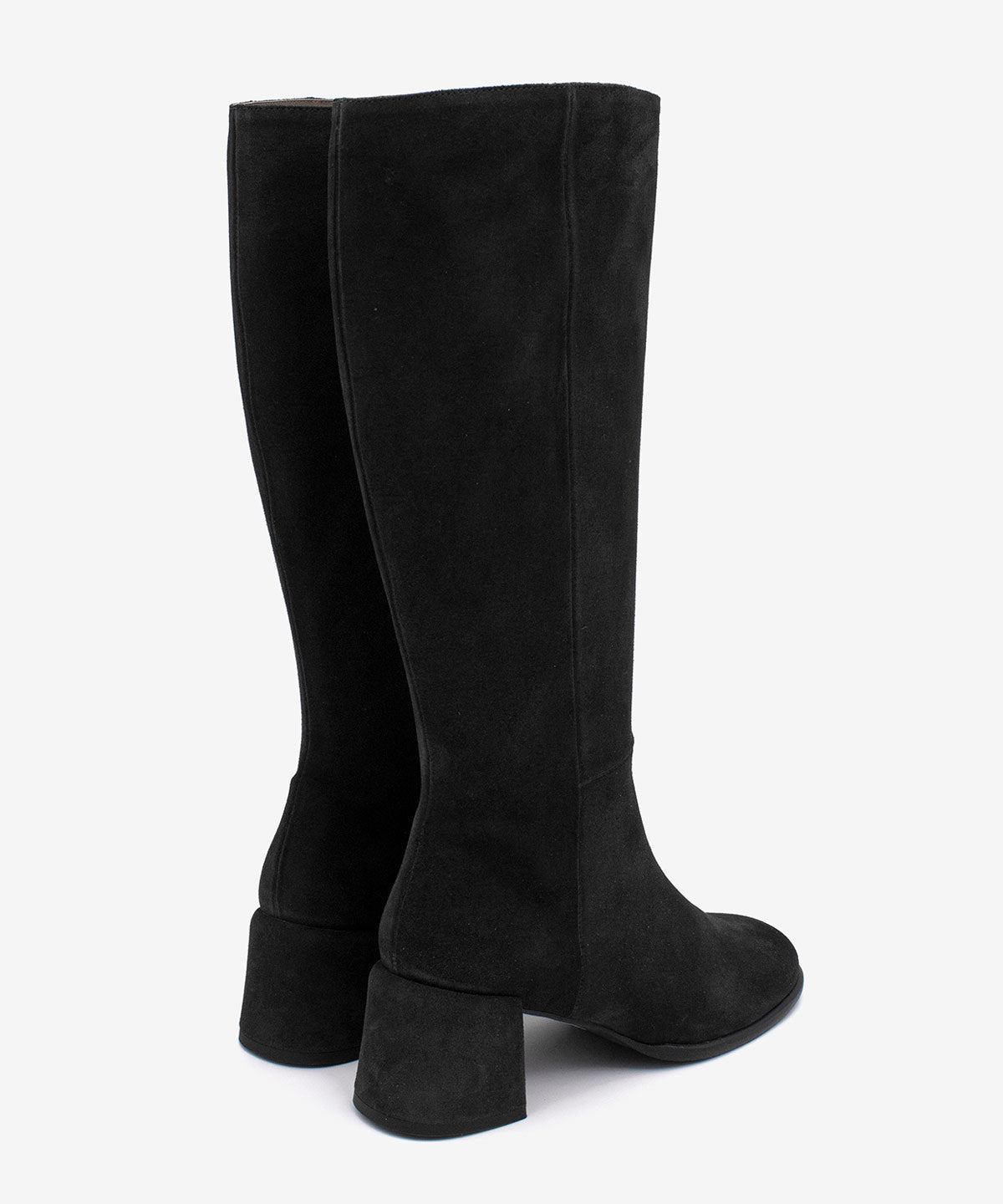 YTIA – Bota de caña alta con tacón bajo cómodo de serraje – negro – Talla 37 – Ángel Alarcón
