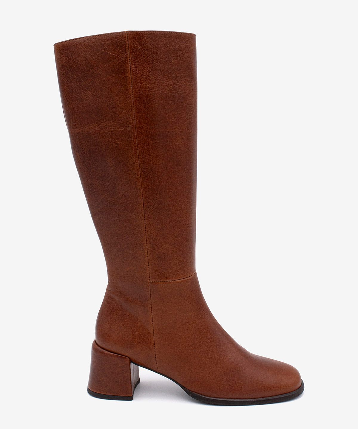 YTIA – Bota de caña alta con tacón bajo cómodo de piel natural – marrón – Talla 35 – Ángel Alarcón