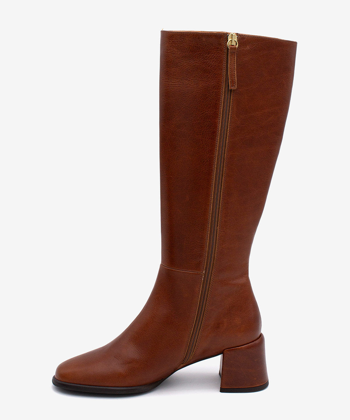 YTIA – Bota de caña alta con tacón bajo cómodo de piel natural – marrón – Talla 38 – Ángel Alarcón
