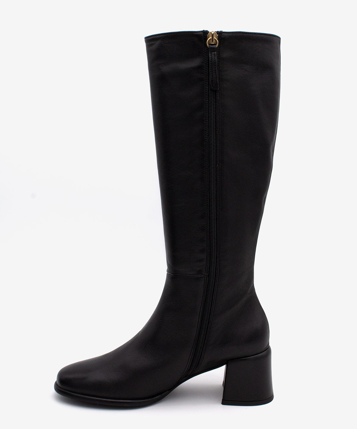 YTIA – Bota de caña alta con tacón bajo cómodo de piel – negro – Talla 38 – Ángel Alarcón