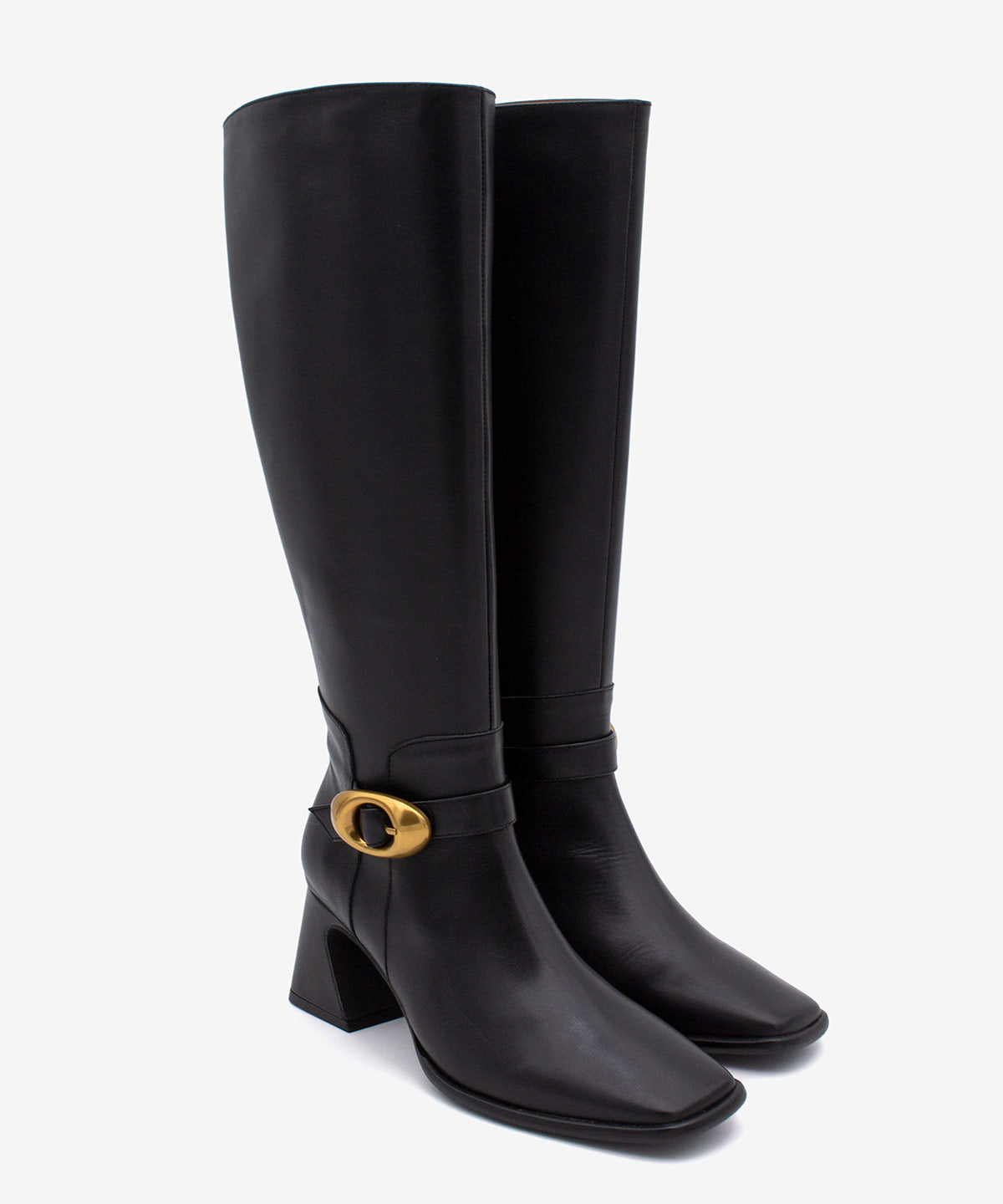 TIARA – Bota de mujer de caña alta con tacón ancho de piel – negro – Talla 36 – Ángel Alarcón
