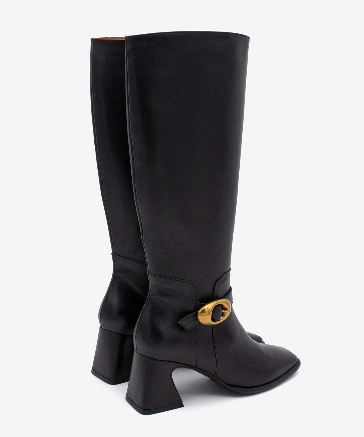 TIARA – Bota de mujer de caña alta con tacón ancho de piel – negro – Talla 37 – Ángel Alarcón