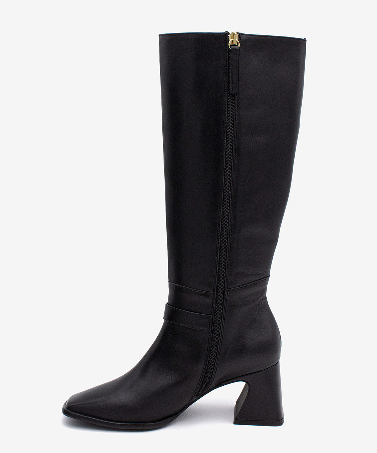 TIARA – Bota de mujer de caña alta con tacón ancho de piel – negro – Talla 38 – Ángel Alarcón