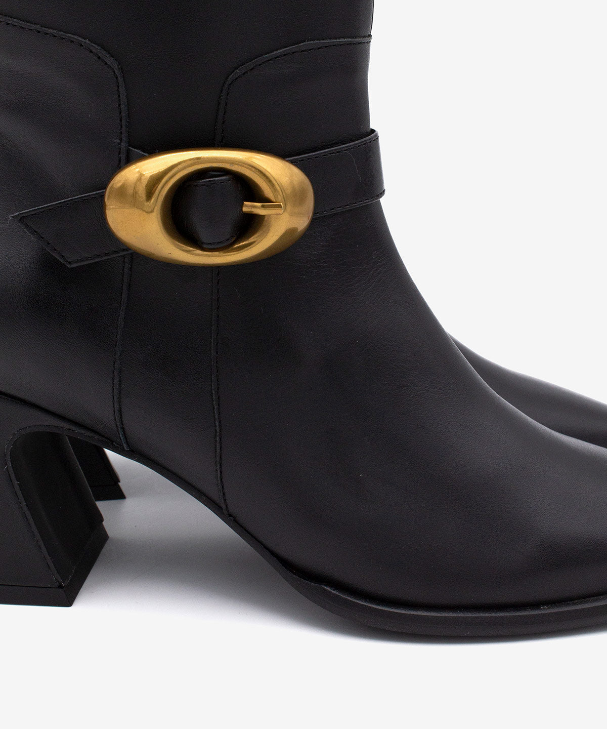 TIARA – Bota de mujer de caña alta con tacón ancho de piel – negro – Talla 41 – Ángel Alarcón