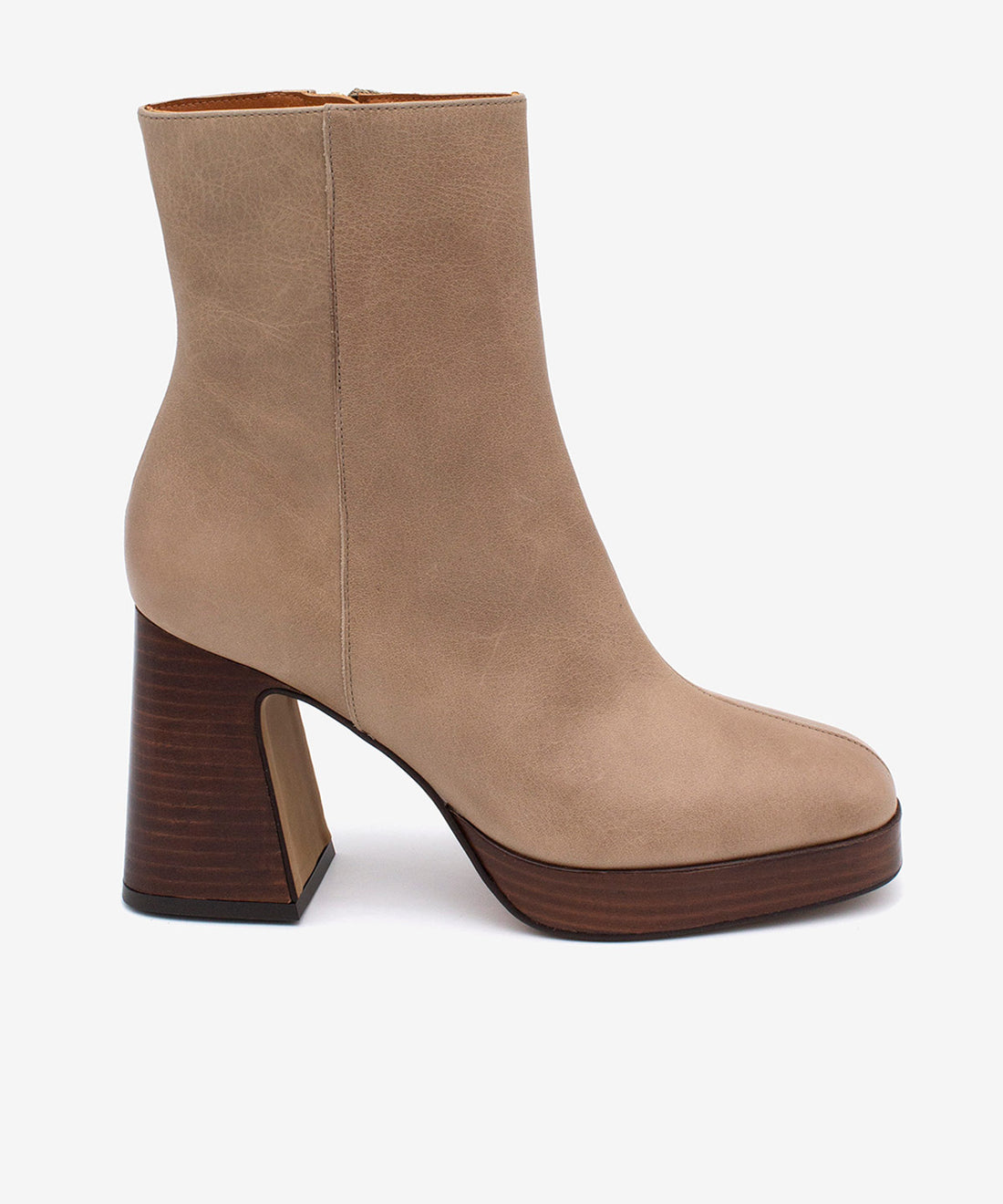 SILMIA – Botín de mujer con tacón alto y plataforma de piel – taupe – Talla 35 – Ángel Alarcón