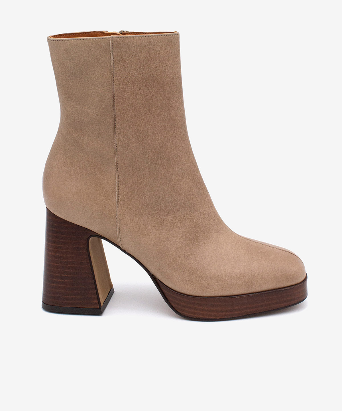 SILMIA – Botín de mujer con tacón alto y plataforma de piel – taupe – Talla 35 – Ángel Alarcón
