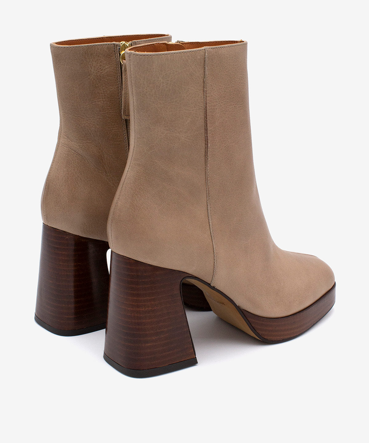 SILMIA – Botín de mujer con tacón alto y plataforma de piel – taupe – Talla 35 – Ángel Alarcón