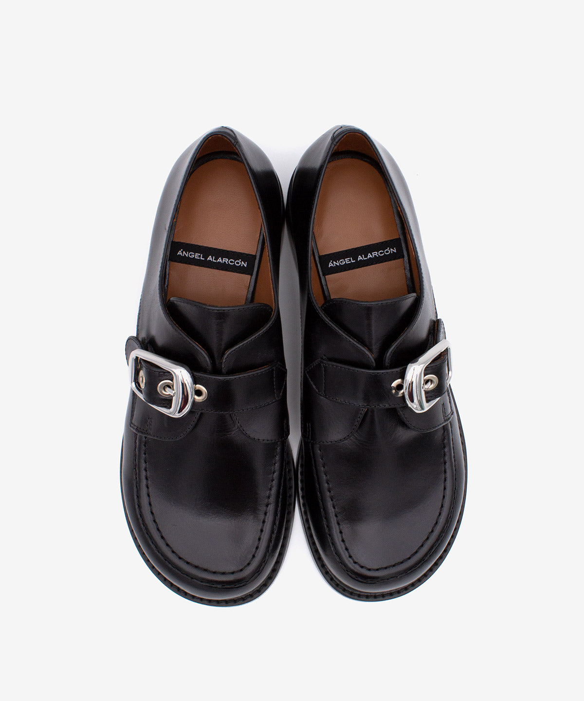 GISELLE - Mocasín de tacón bajo con hebilla oversized de piel lisa - Zapatos Negros - Zapatos de mujer Ángel Alarcón - Women Shoes 2026