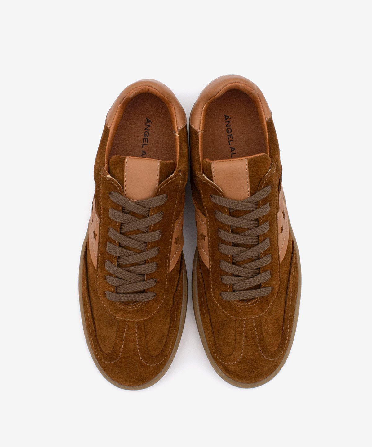 DEBORAH - Sneakers de mujer retro elegantes de serraje – camel – Talla 38 – Ángel Alarcón