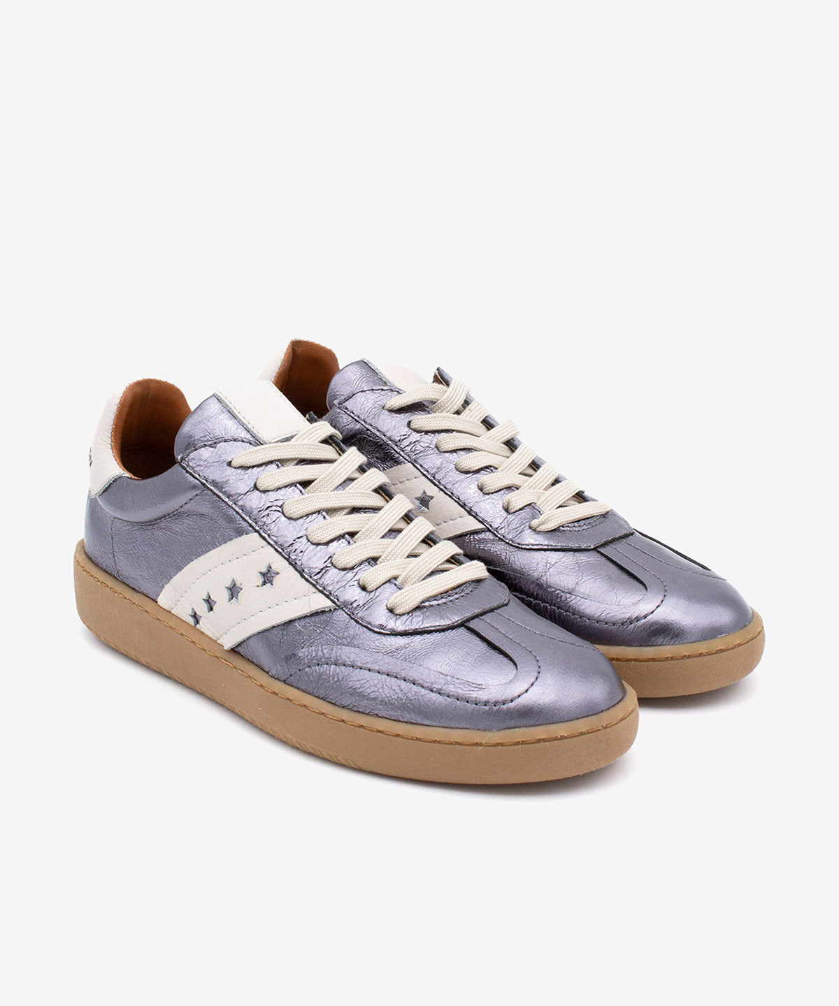 DEBORAH - Sneakers de mujer retro elegantes de piel metalizada – Talla 36 – Ángel Alarcón