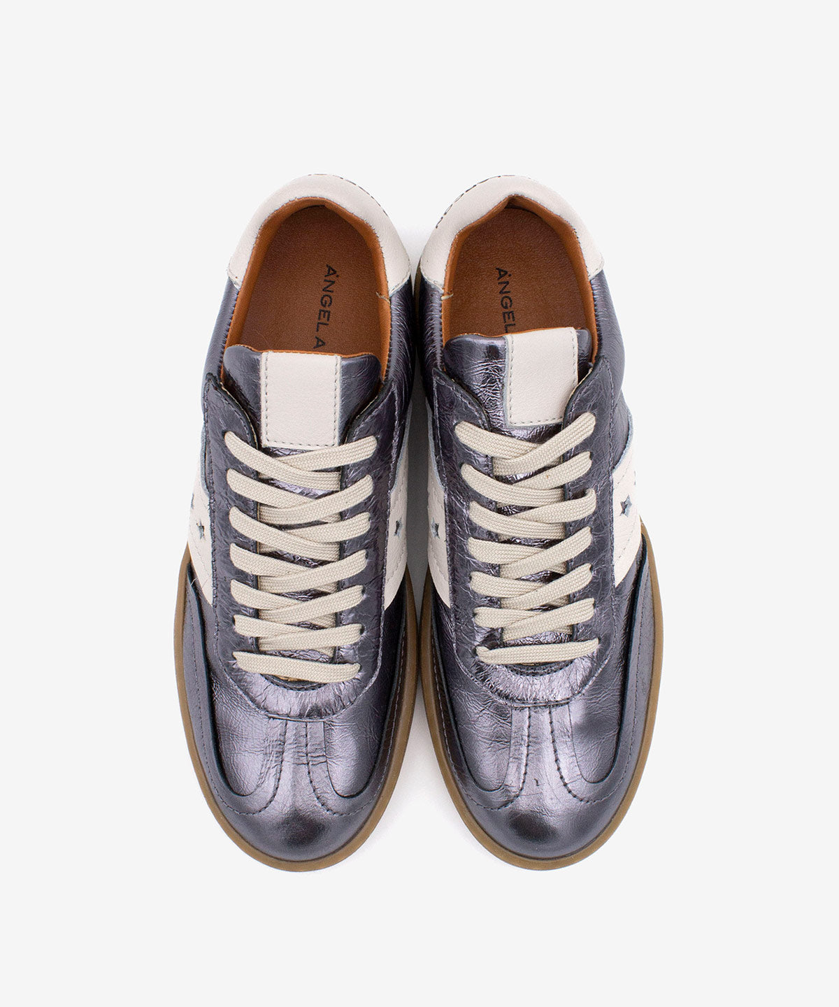 DEBORAH - Sneakers de mujer retro elegantes de piel metalizada – Talla 38 – Ángel Alarcón