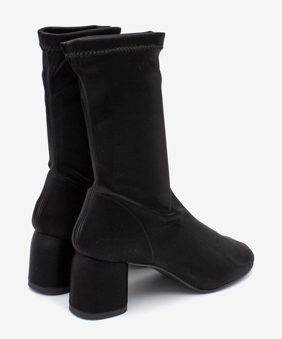 MADEL – Bota de mujer tipo calcetín de caña baja en elástico brillante – negro – Talla 39 – Ángel Alarcón