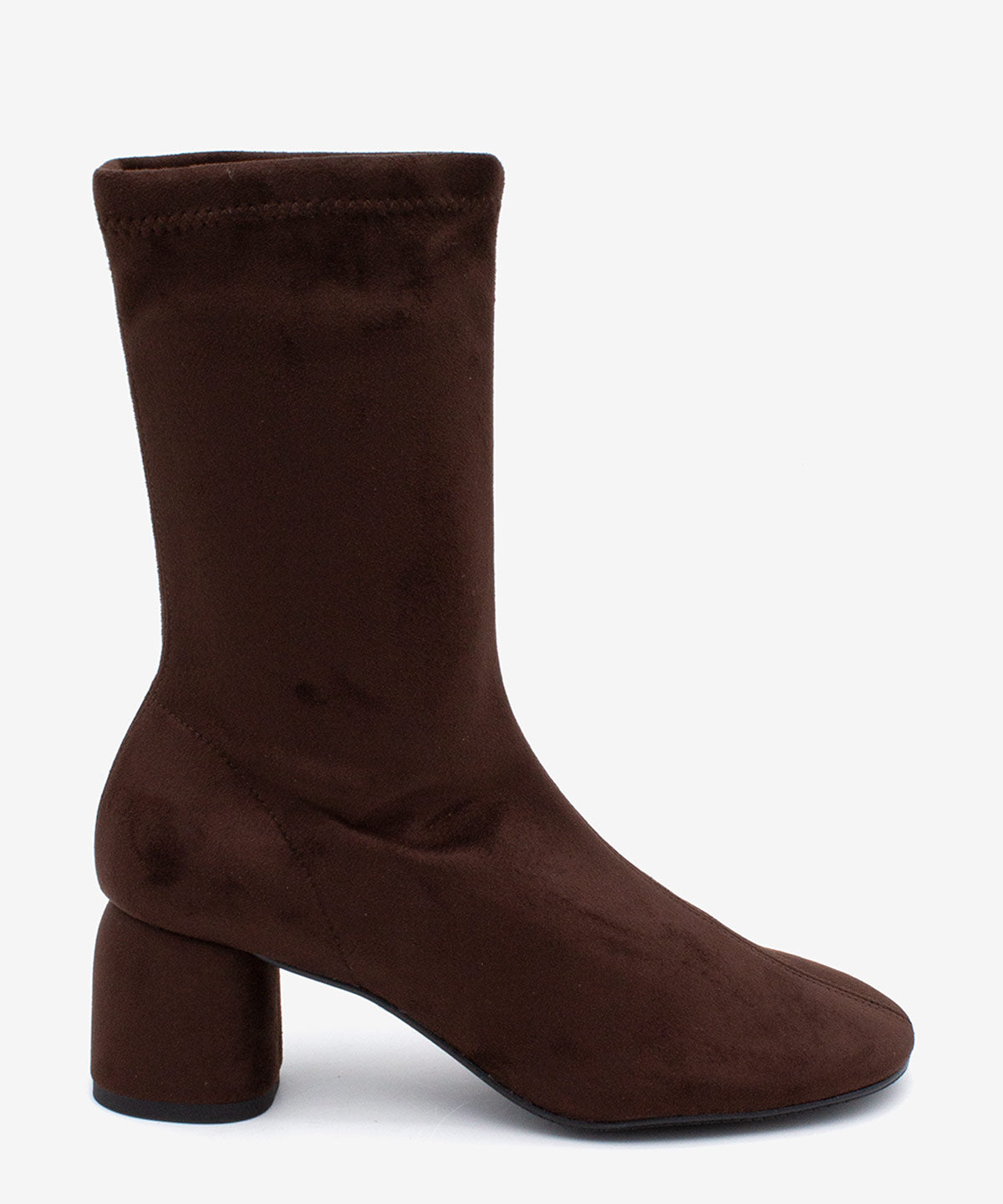 MADEL – Bota de mujer tipo calcetín de caña baja en elástico anteado – marrón oscuro – Talla 38 – Ángel Alarcón
