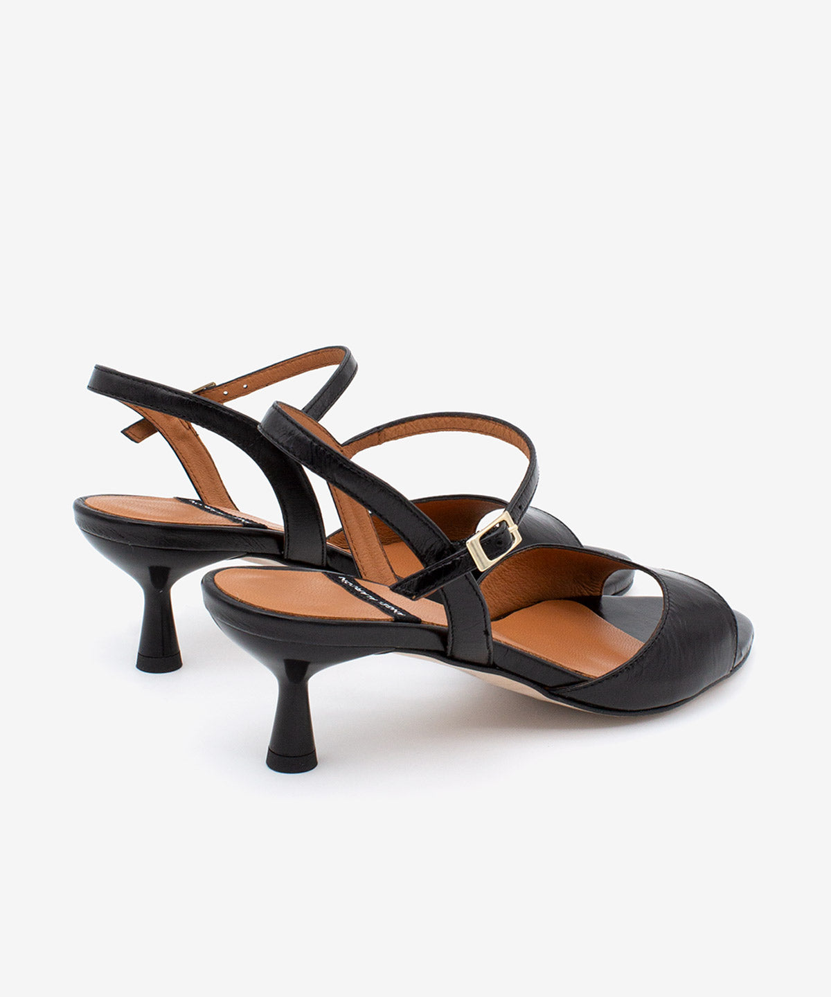 ELVIRA – Sandalia de tacón fino medio con pulsera al tobillo de piel texturizada – negro – Talla 37 – Ángel Alarcón