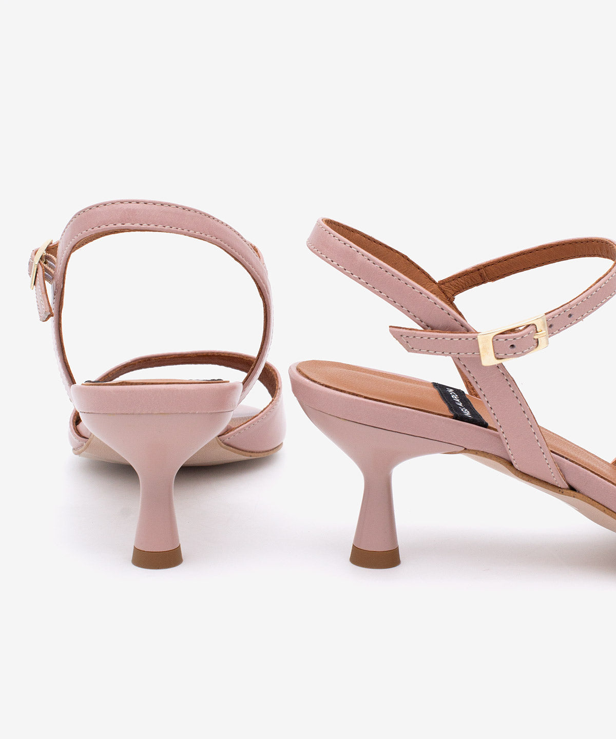 ELVIRA – Sandalia de tacón fino medio con pulsera al tobillo de piel texturizada – rosa – Talla 39 – Ángel Alarcón