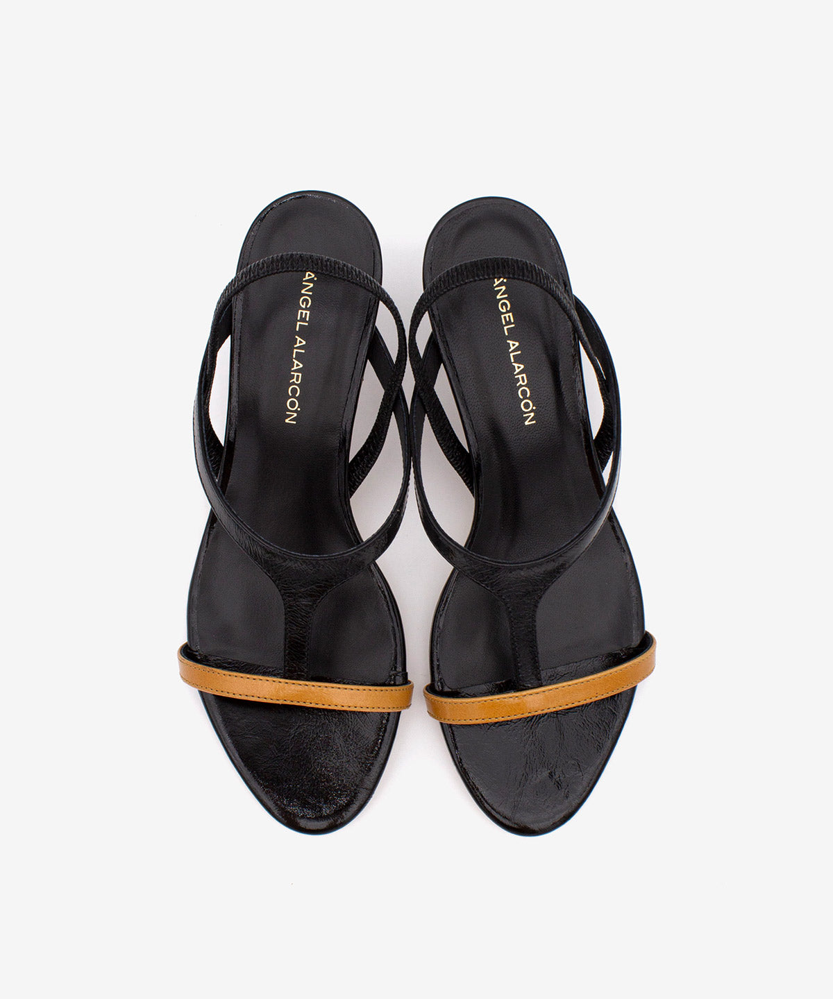 CINZA – Sandalia elegante de tacón fino medio en negro y cuero - Zapatos Negros - Zapatos de mujer Ángel Alarcón - Women Shoes 2026