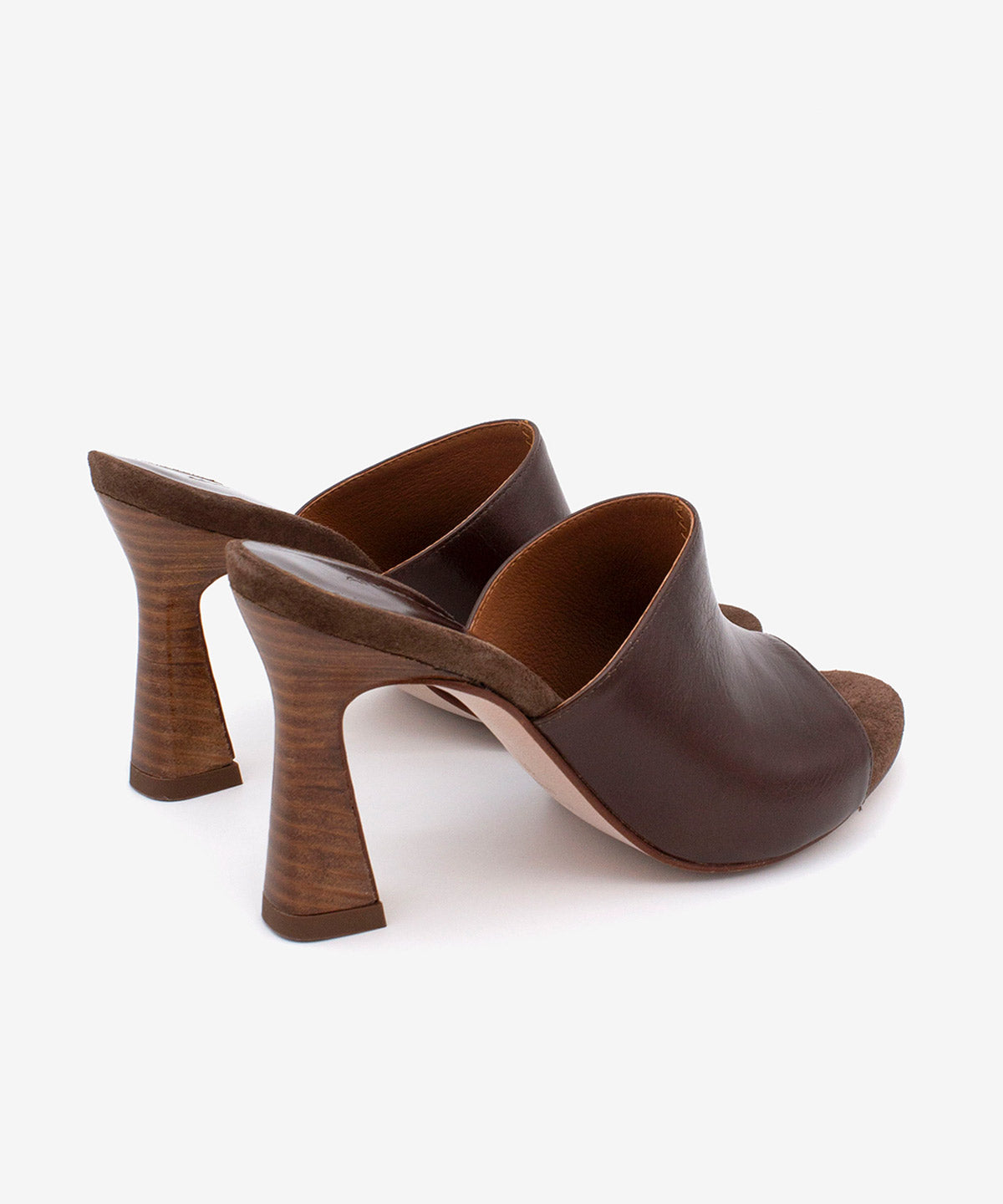 ALMAU – Mules de vestir elegantes con tacón alto de piel texturizada – marrón – Talla 39 – Ángel Alarcón