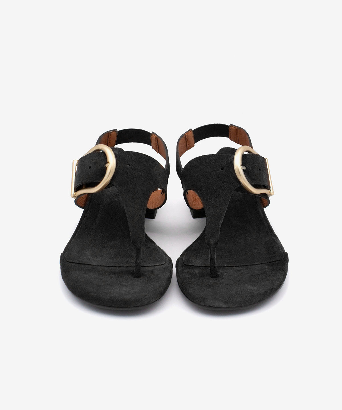 ADINA – Sandalia de dedo de mujer con tacón bajo ancho de serraje – zapatos de color negro – Calzado de mujer Ángel Alarcón