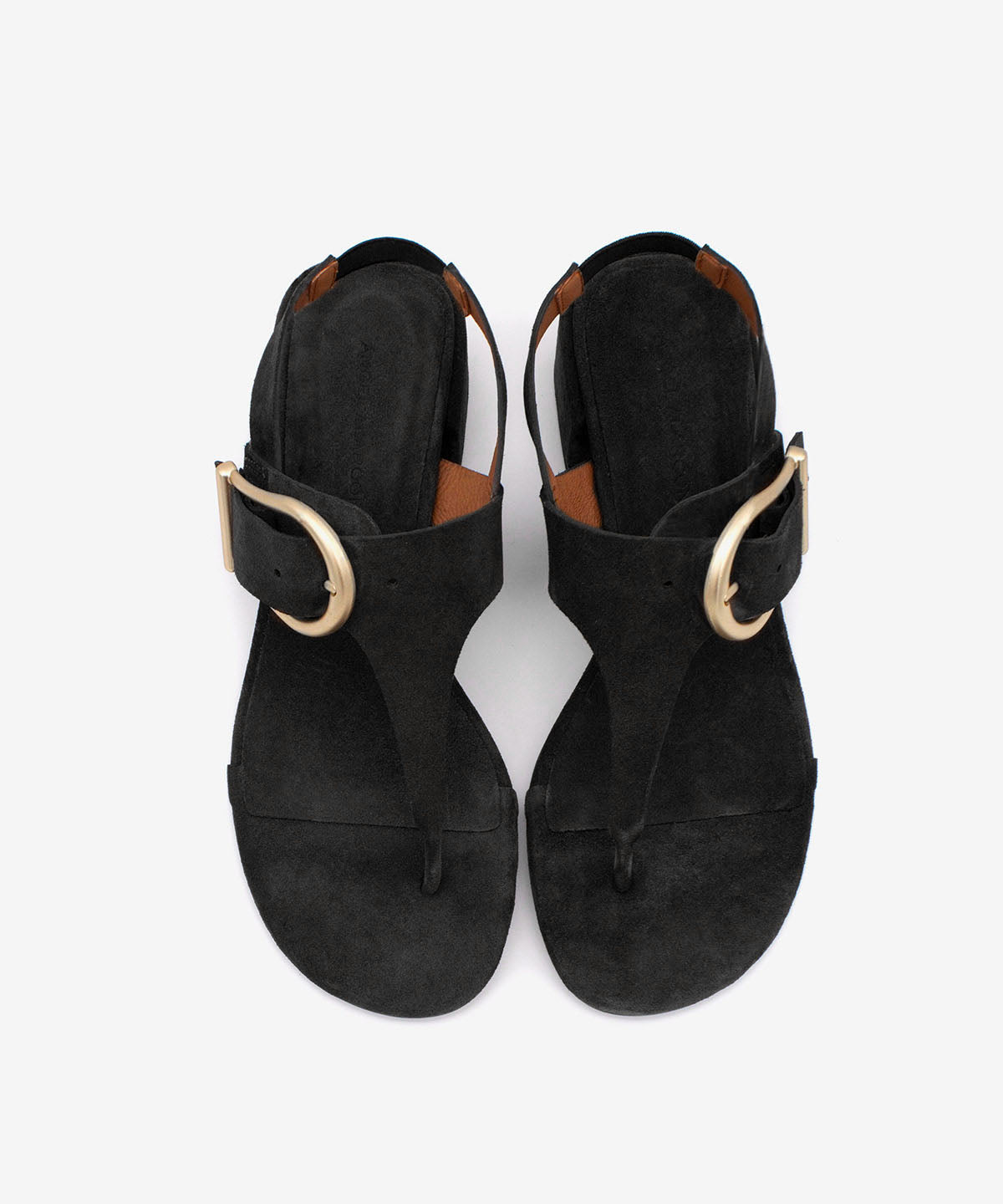 ADINA – Sandalia de dedo de mujer con tacón bajo ancho de serraje – zapatos de color negro – Calzado de mujer Ángel Alarcón