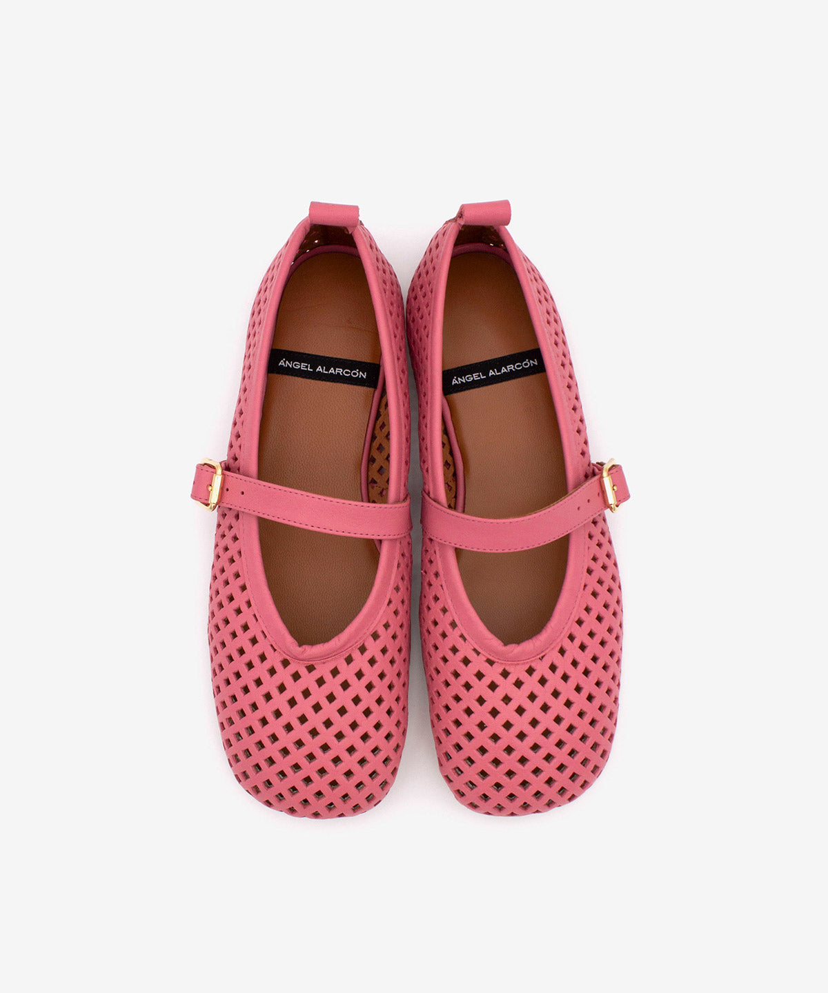 TIZIANA - Merceditas planas de mujer de piel troquelada a láser – rosa – Talla 38 – Ángel Alarcón