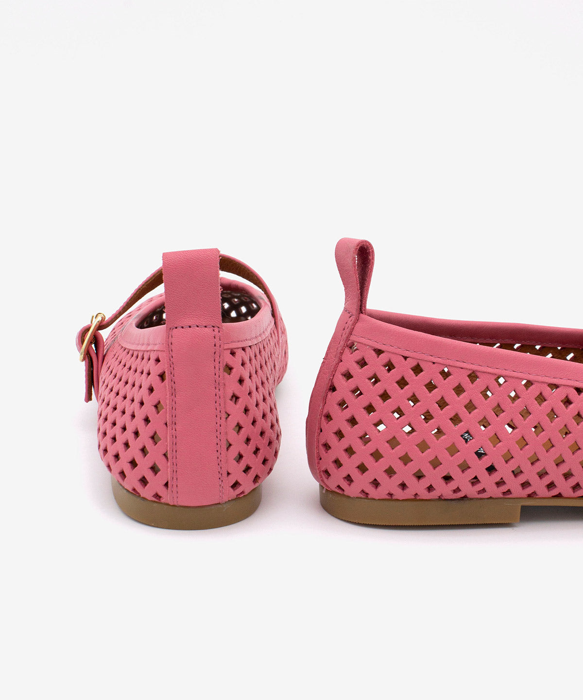 TIZIANA - Merceditas planas de mujer de piel troquelada a láser – rosa – Talla 39 – Ángel Alarcón