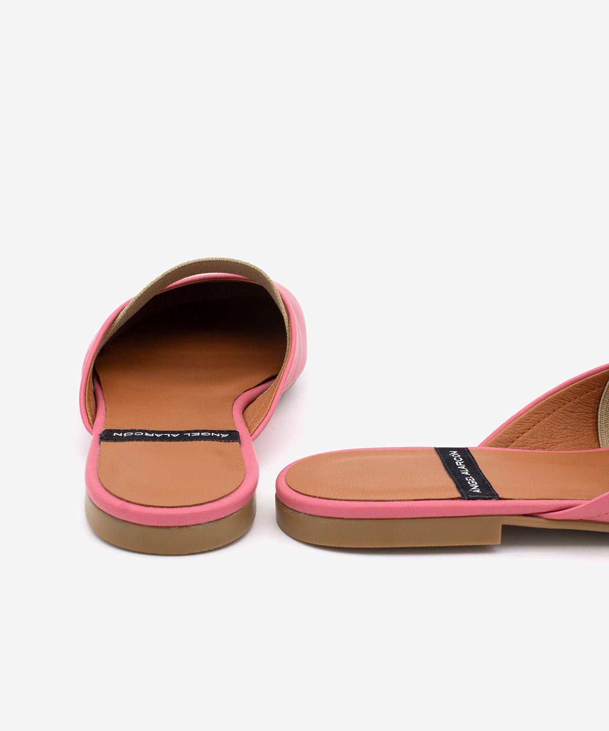 DELIA – Zueco plano destalonado de mujer con cierre elástico de piel suave – rosa – Talla 39 – Ángel Alarcón
