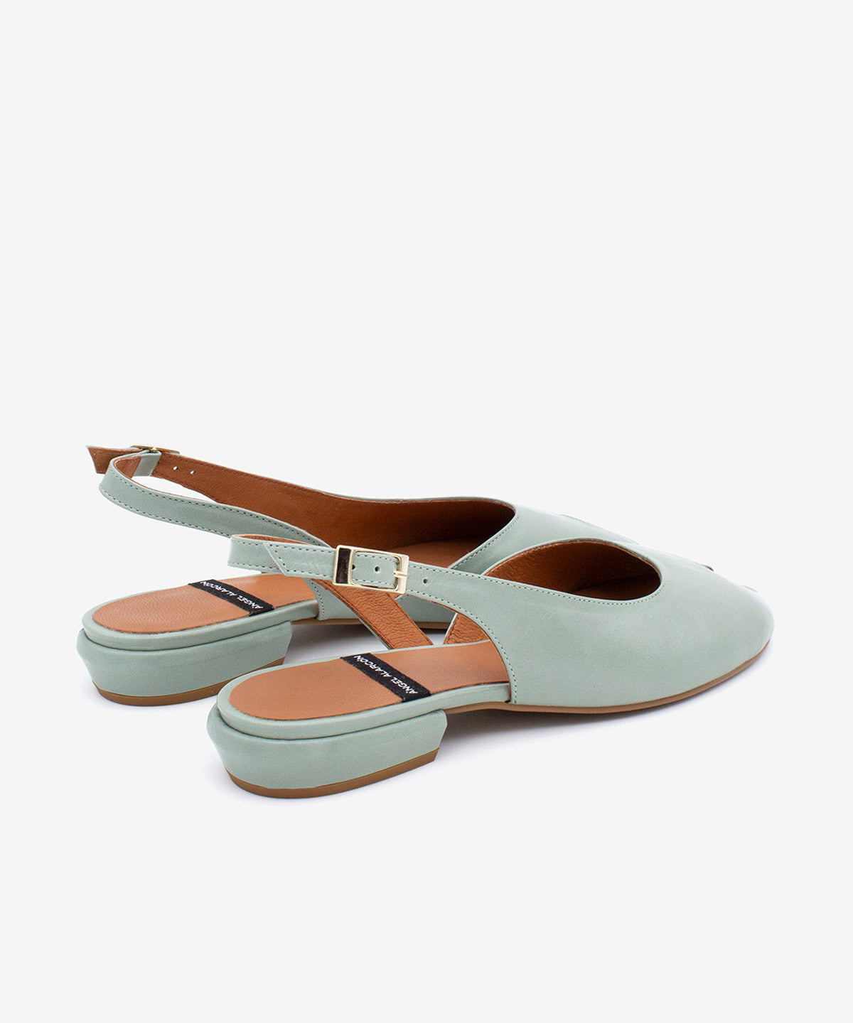 MATILDE – Bailarina destalonada peep toe en piel texturizada – verde – Talla 39 – Ángel Alarcón