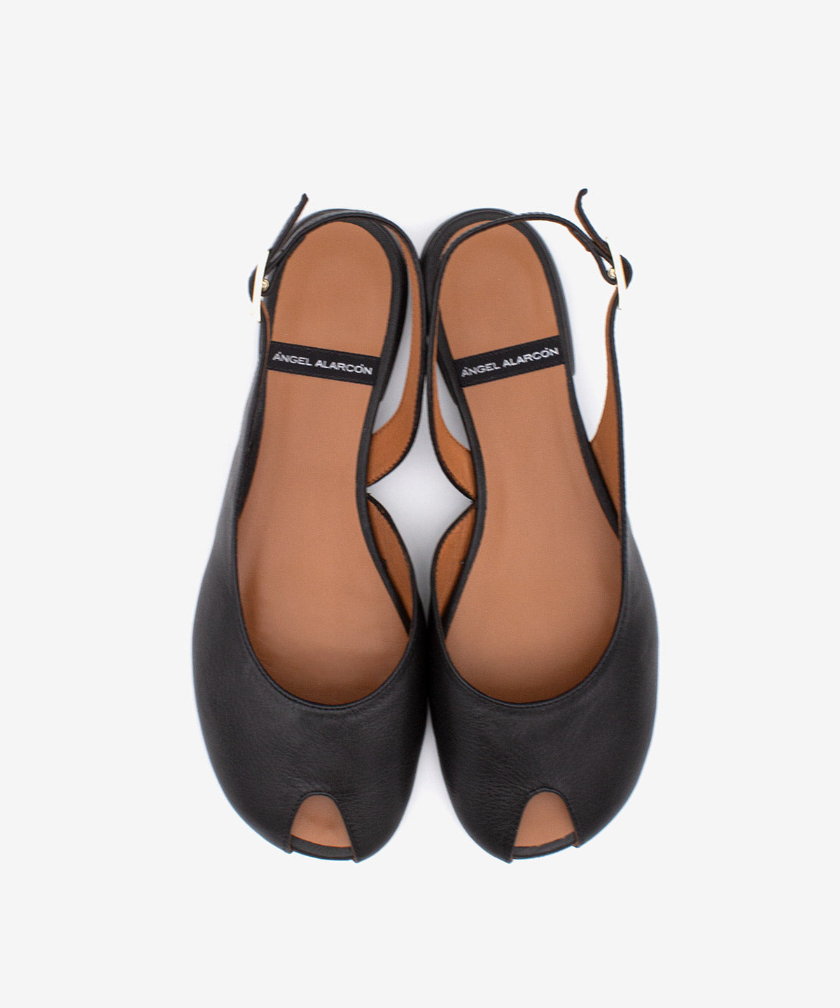MATILDE – Bailarina destalonada peep toe de piel grano suave - Zapatos Negros - Zapatos de mujer Ángel Alarcón - Women Shoes 2026