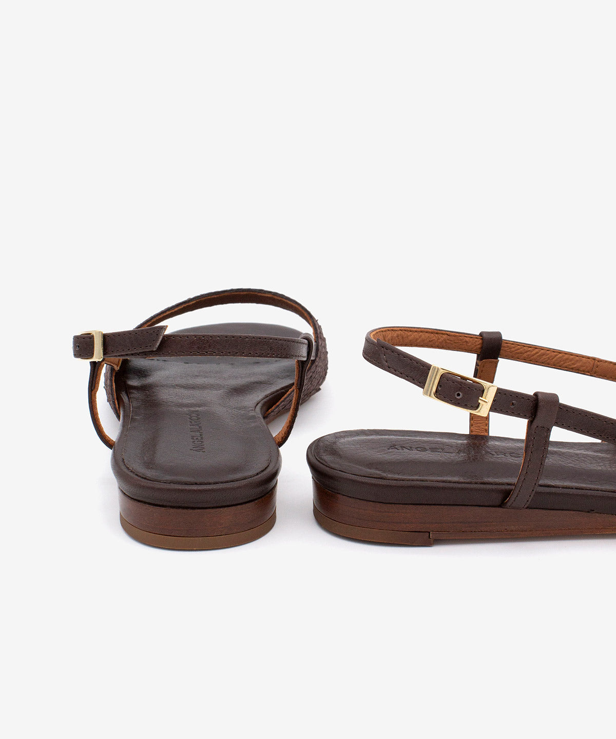 ALISA - Sandalias de mujer planas de piel con rafia para el verano - Zapatos m. oscuro - Zapatos de mujer Ángel Alarcón - Women Shoes 2026