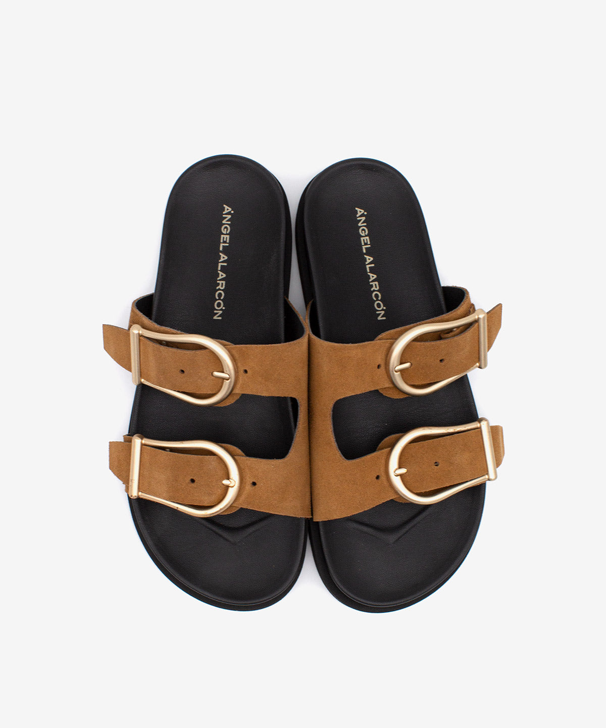 SOFIA - Sandalia plana de mujer con doble tira ajustable de serraje y planta EVA - Zapatos color camel - Zapatos de mujer Ángel Alarcón - Women Shoes 2026