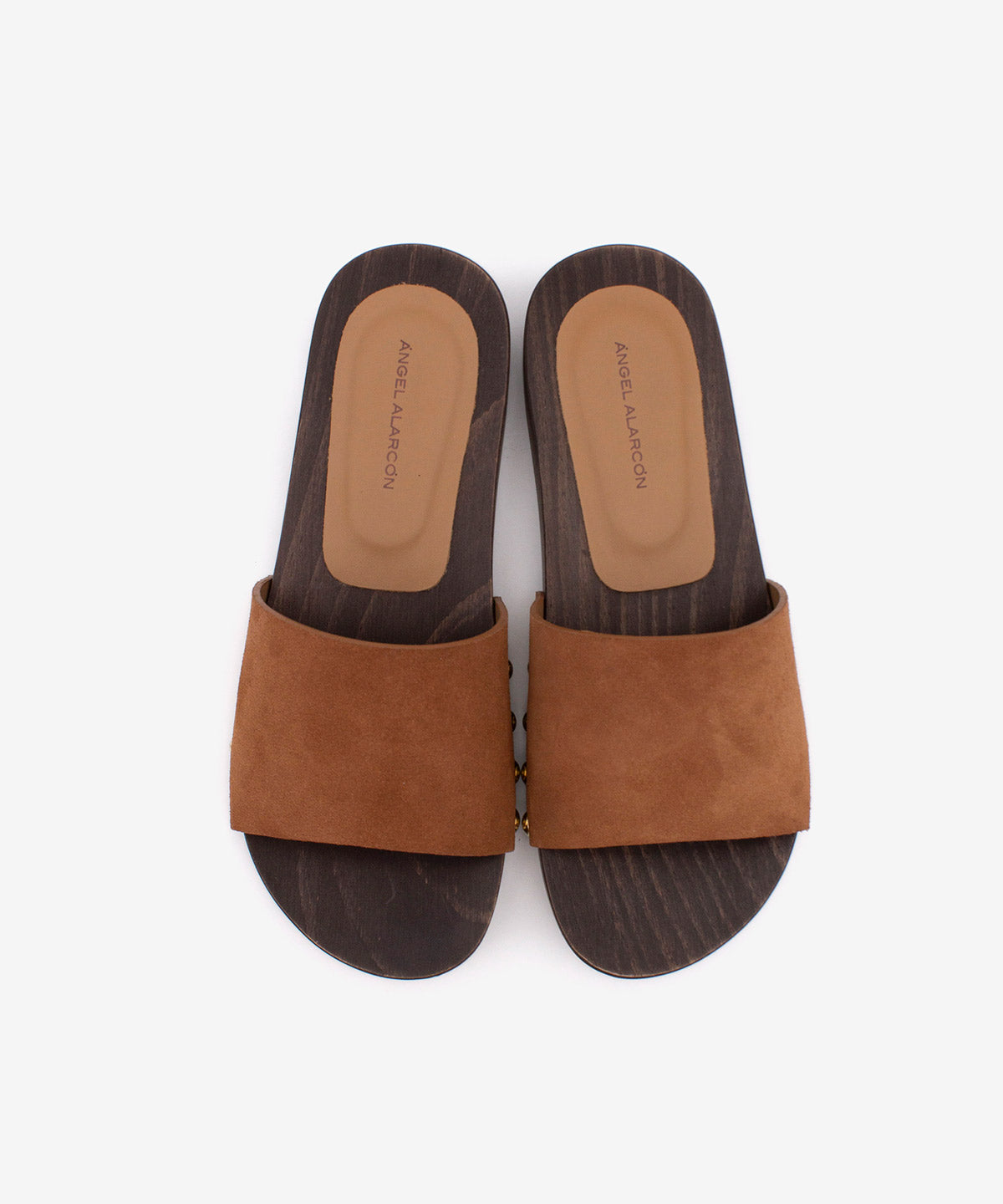 CLOE - Sandalia mule de serraje con suela de madera de Ante suede - Zapatos Nude - beige - Zapatos de mujer Ángel Alarcón - Women Shoes 2026